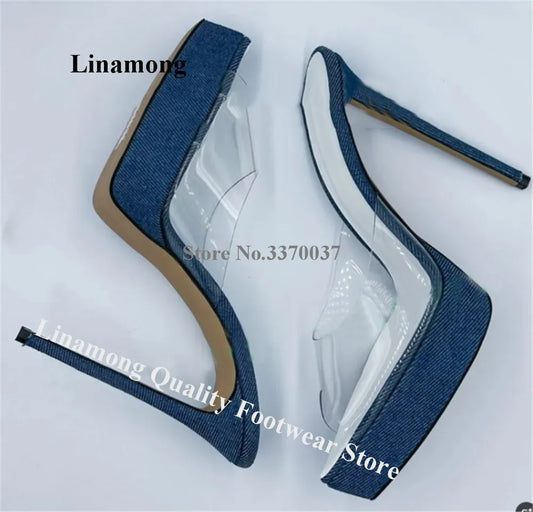 Modern Clear Patchwork Stiletto Sandals