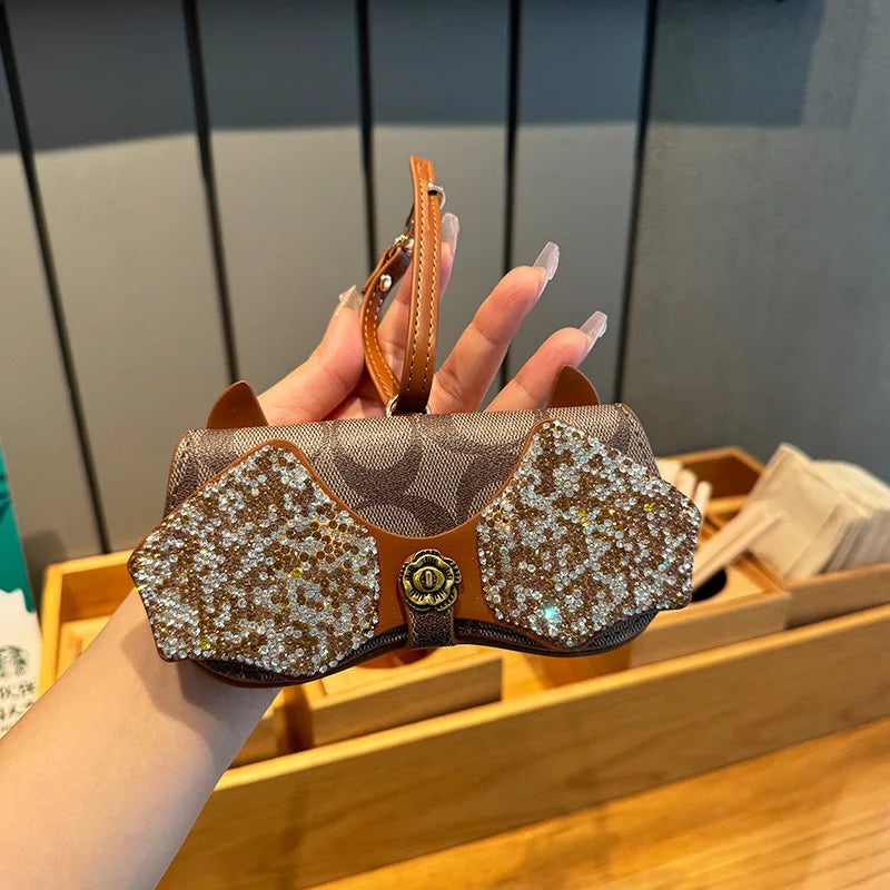 Diamonds cute glasses clip ins fashion sunglasses bag portable sunglasses case protective cover bag bag hanging jewelry