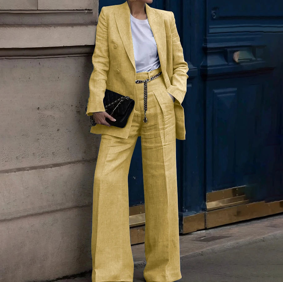 Double Breasted Classic Two Piece Suit Set for Women