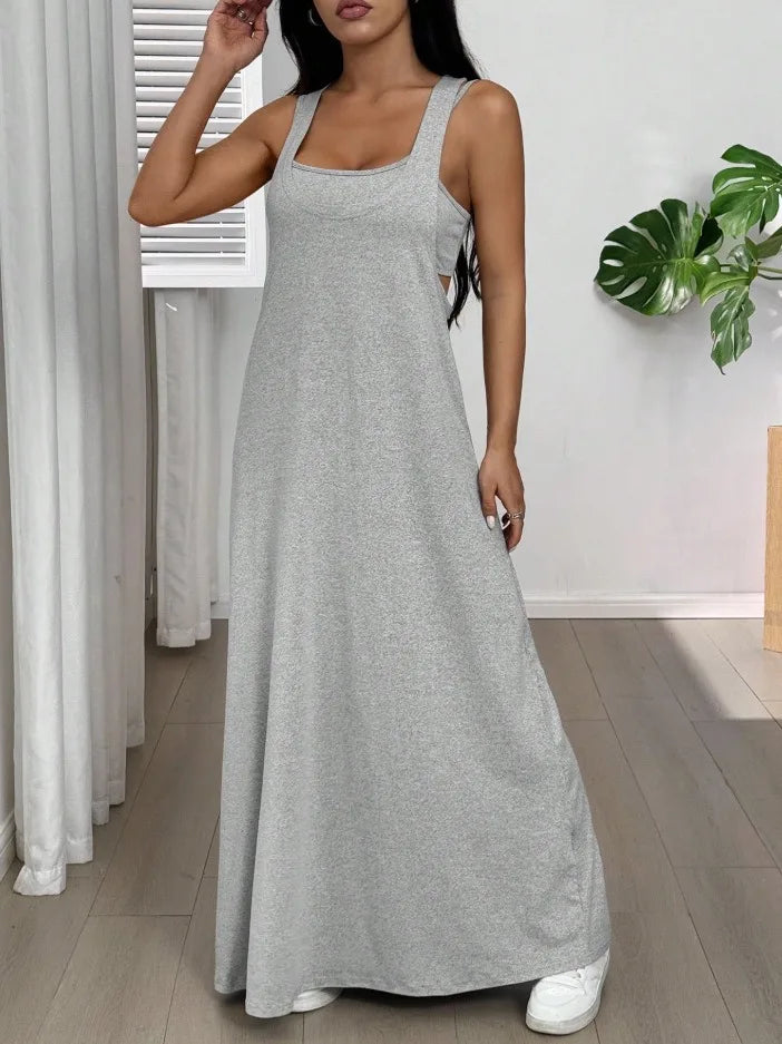 Sleeveless Backless Two Piece Maxi Dress Set for Women