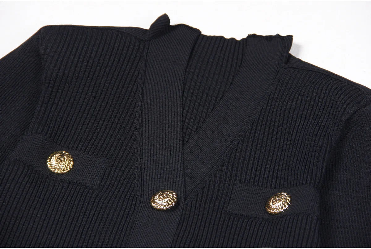High-end Spring and Autumn New Fashion Women's Knitted Jacket Slim Elegant Commuter Knitted Top Cardigan Hidden Button Sweater