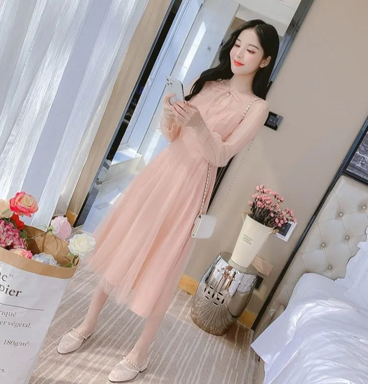 2026 Summer French Style Mesh Tulle Long Dress Women Elegant Fairy Party Maxi Dress Soft Aesthetic Holiday Beach Wear