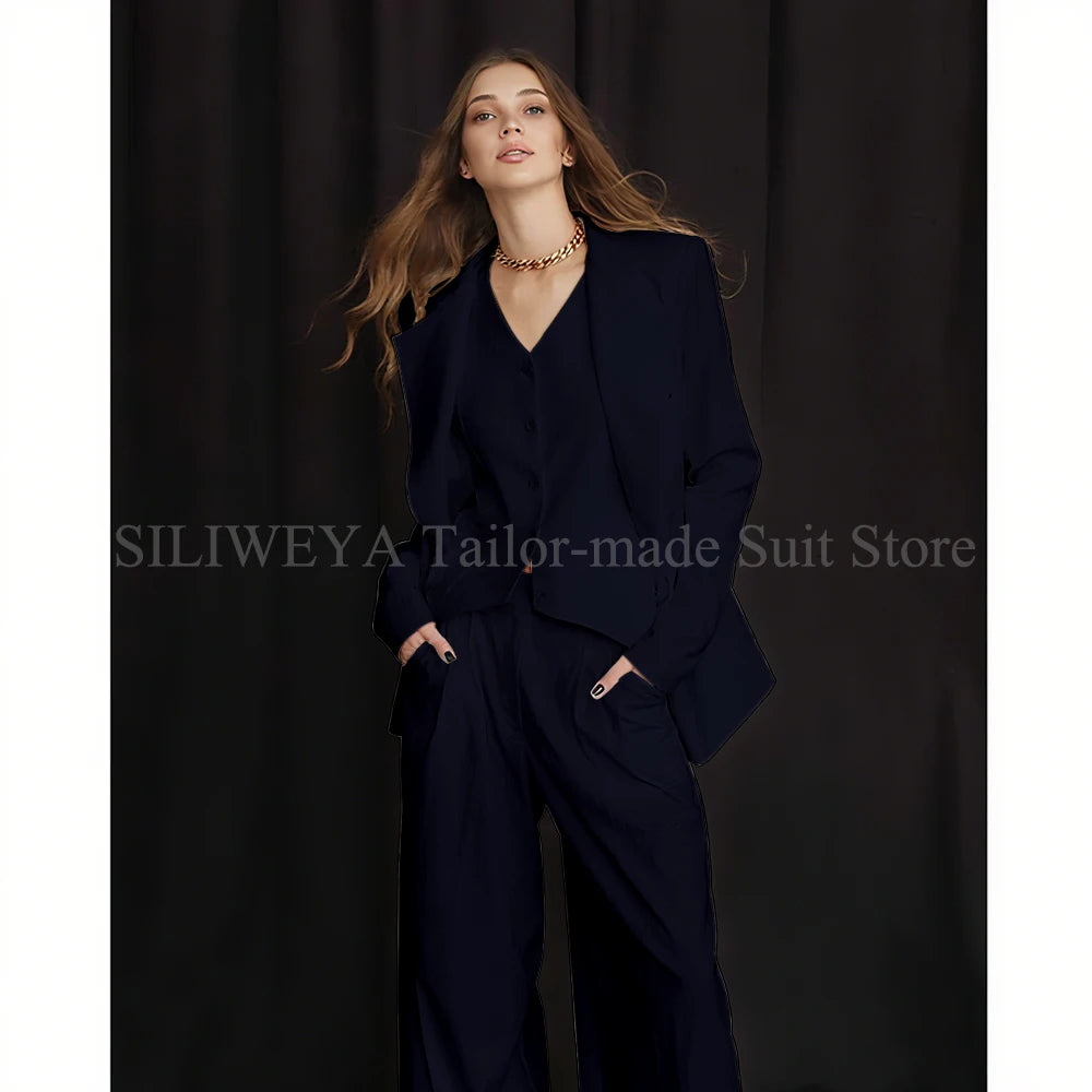 Slim Fit Single Breasted Three Piece Office Suit For Women