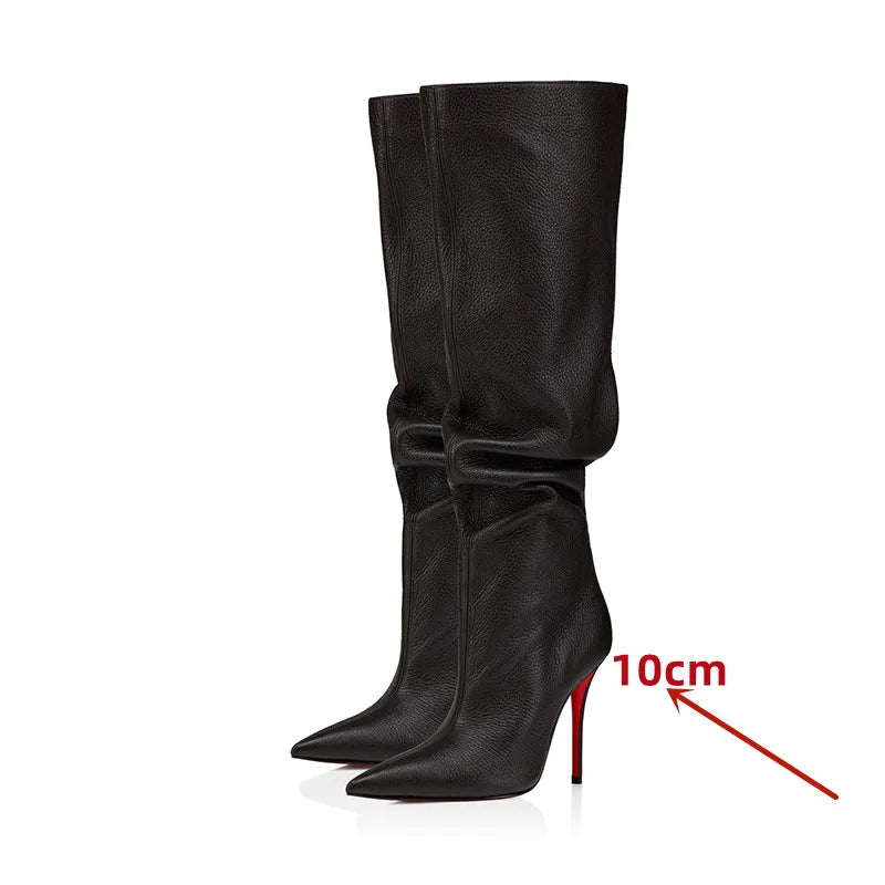 Pointed Toe Slim High Heel Knee High Boots for Women