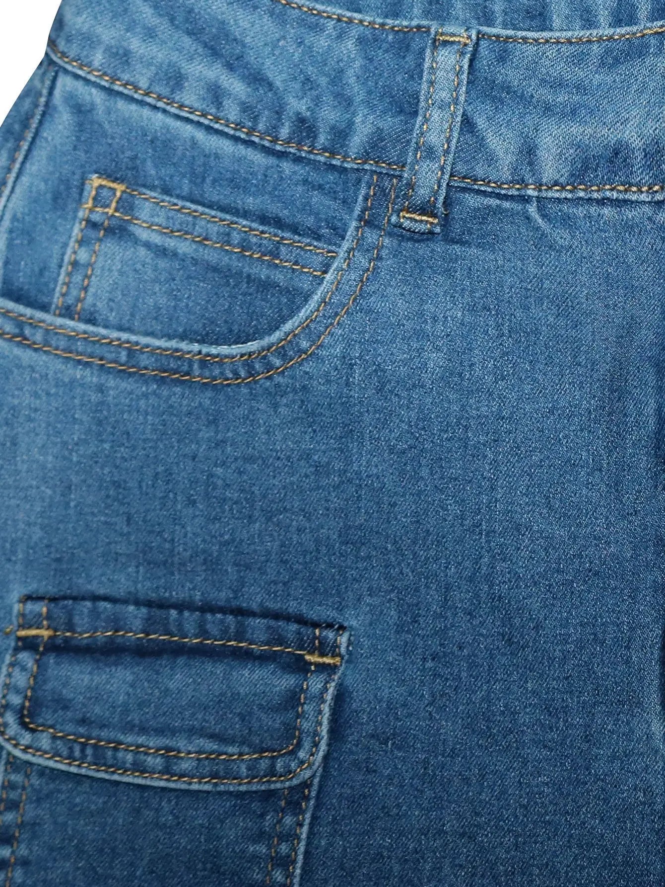 High Waisted Wide Leg Denim Jeans With Detachable Skirt For Women