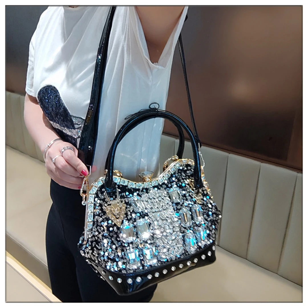 Crystal Sequin One Shoulder Crossbody Handbag for Women