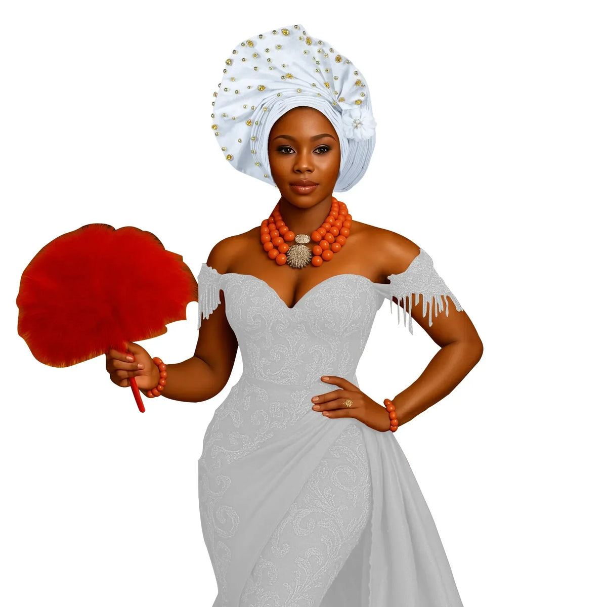 Pre-Tied African Wedding Party Gele Headwrap for Women
