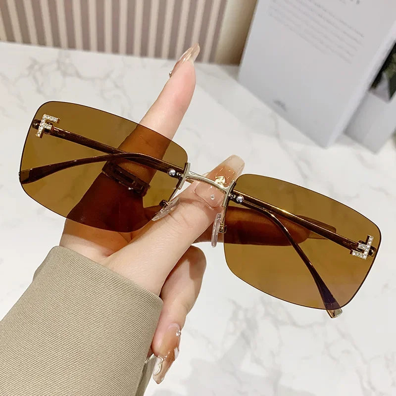 Rimless Square Fashion Sunglasses
