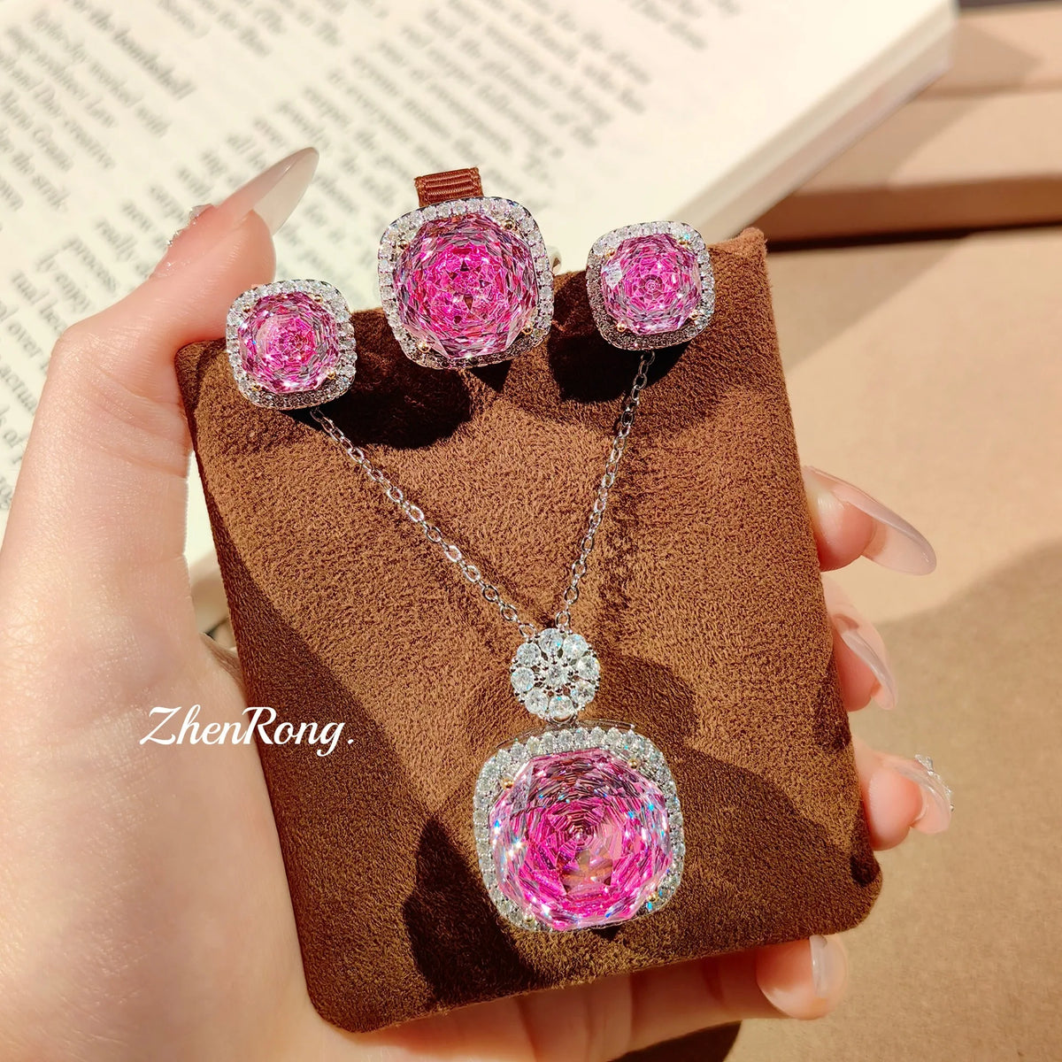 Rose Flower Zirconia Wedding Jewelry Set for Women
