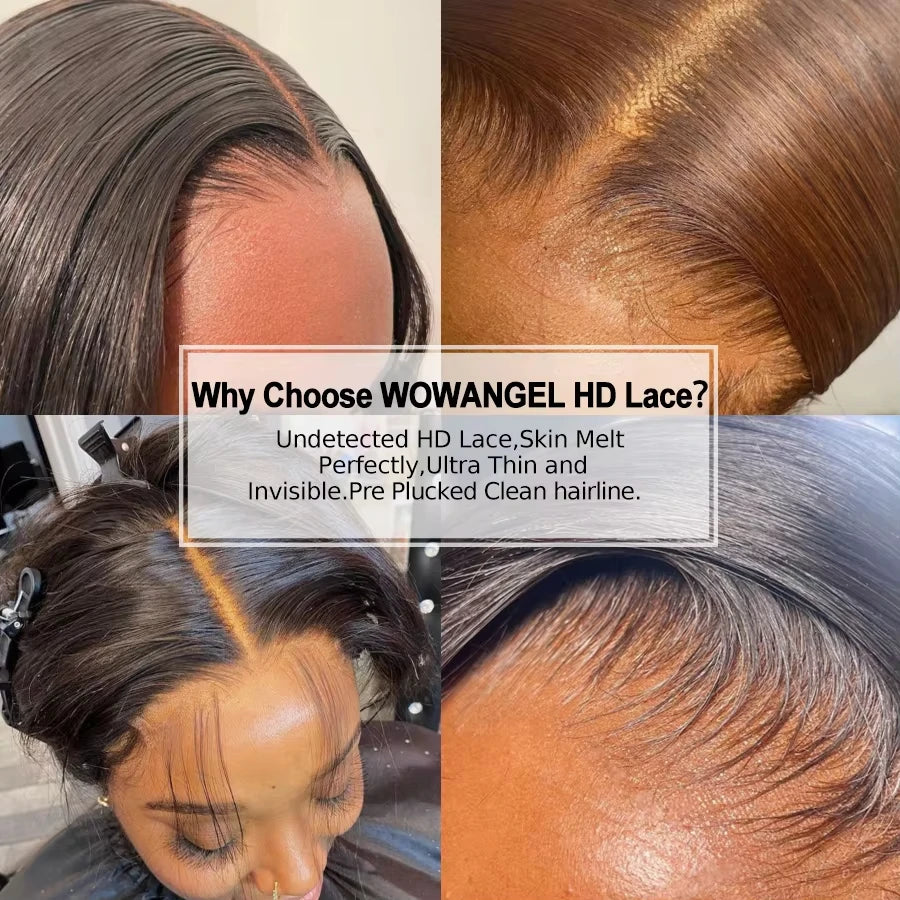 13x6 Full Frontal HD Lace Wig Ombre Blonde Straight Melt Skin Full Lace Frontal Human Hair Wig Honey Blonde Real HD Lace Wigs