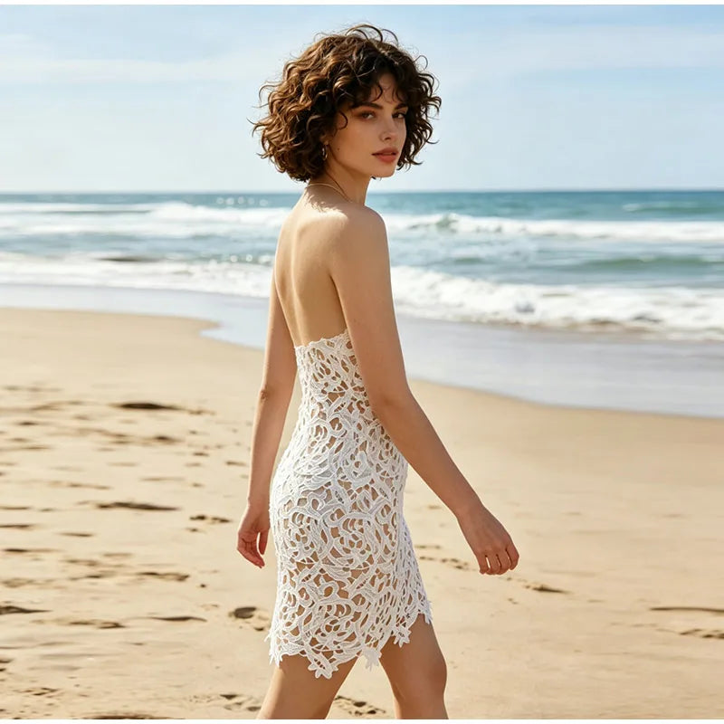Hollow Out Sleeveless Backless Mini Dress for Women