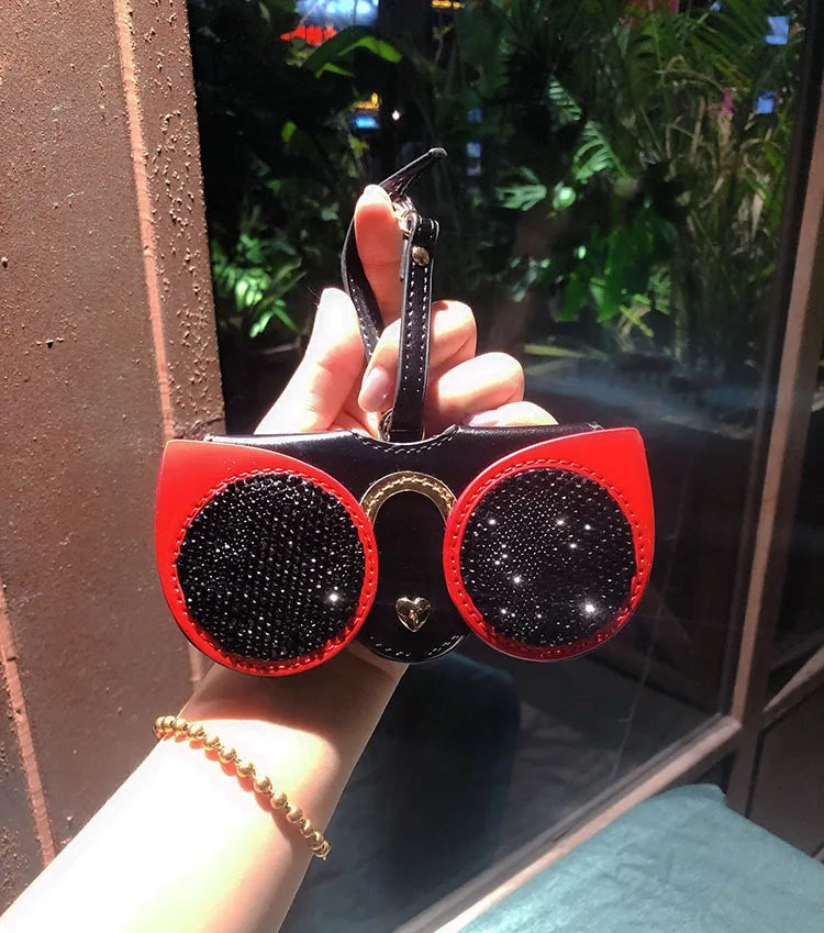 Diamonds cute glasses clip ins fashion sunglasses bag portable sunglasses case protective cover bag bag hanging jewelry