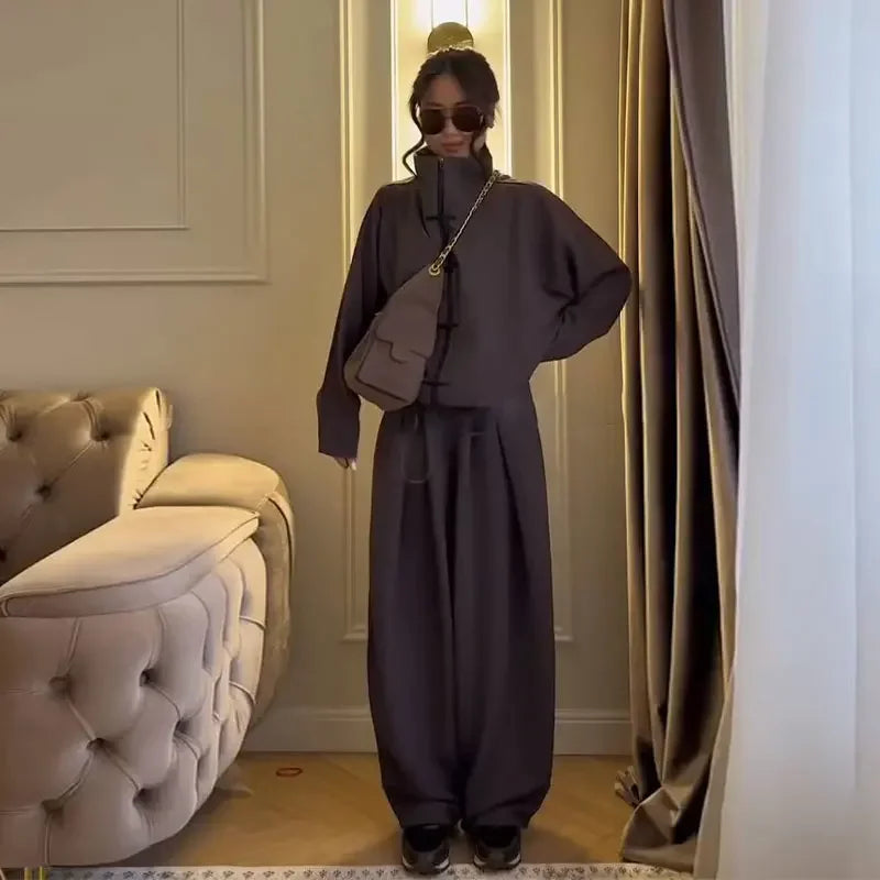 Loose Fit Casual Coat And Pant Set