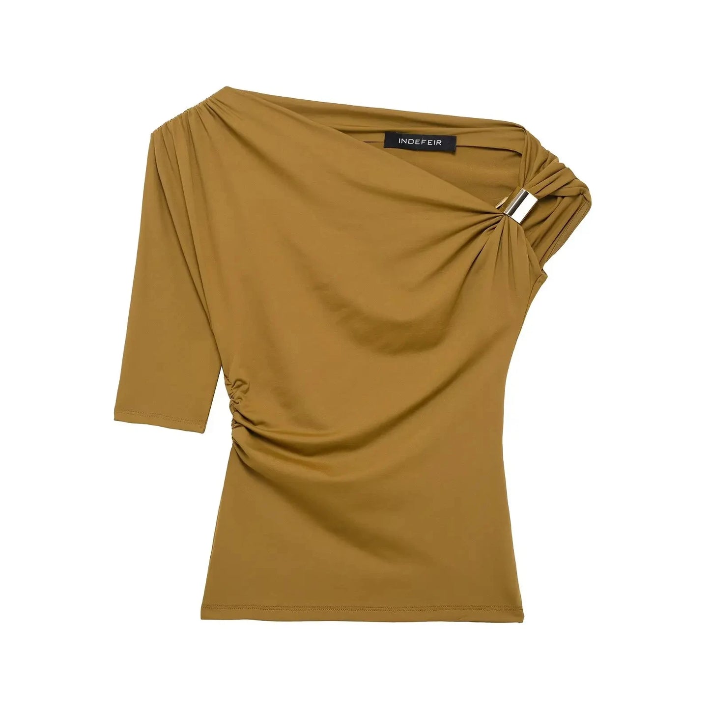 Chic Asymmetrical Wrinkled One-Shoulder Top for Women