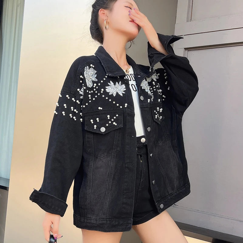 Y2K Beaded Denim Jacket