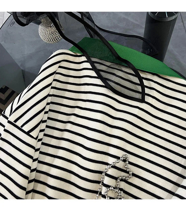 Shorts Pant Set Women Two Piece Sets Matching Sets Short Sleeve Tops Striped Pants Casual Elastic Waist Summer Y2k Streetwear