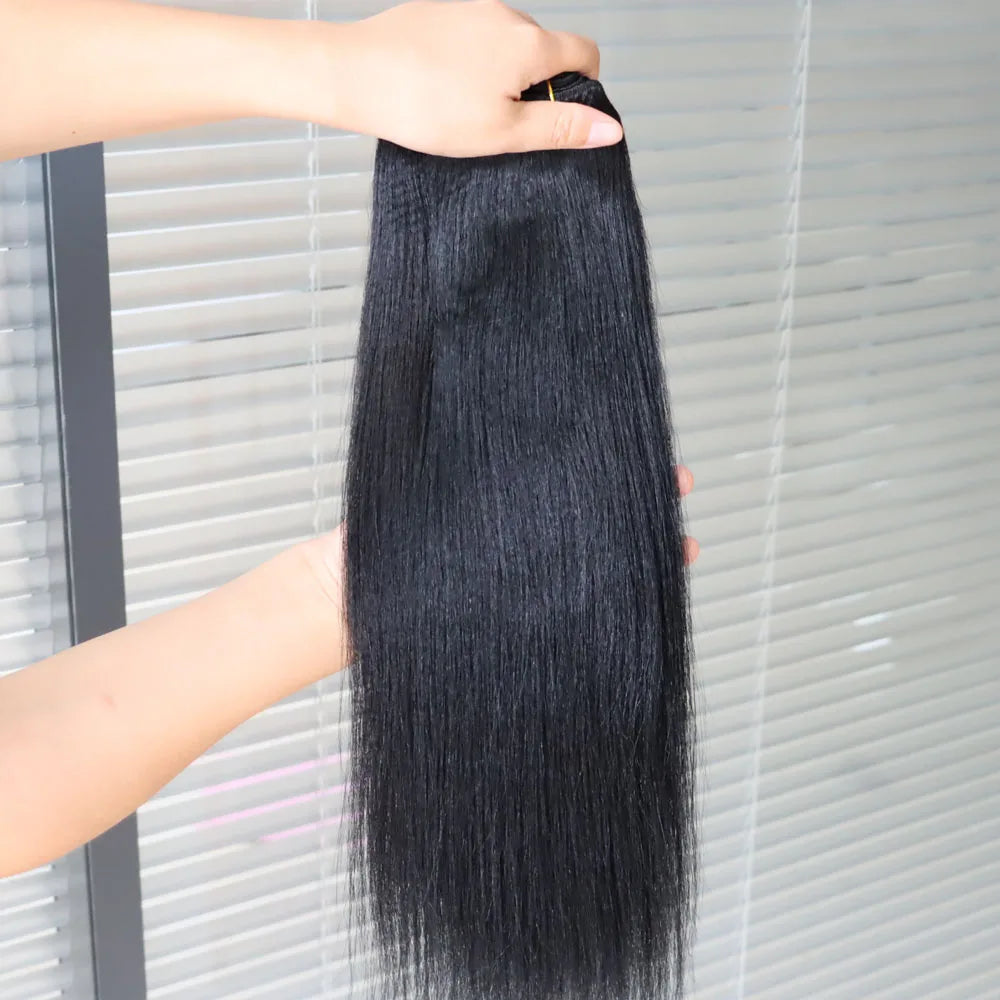 Light Yaki Virgin Human Hair Weaving Bundles for Women
