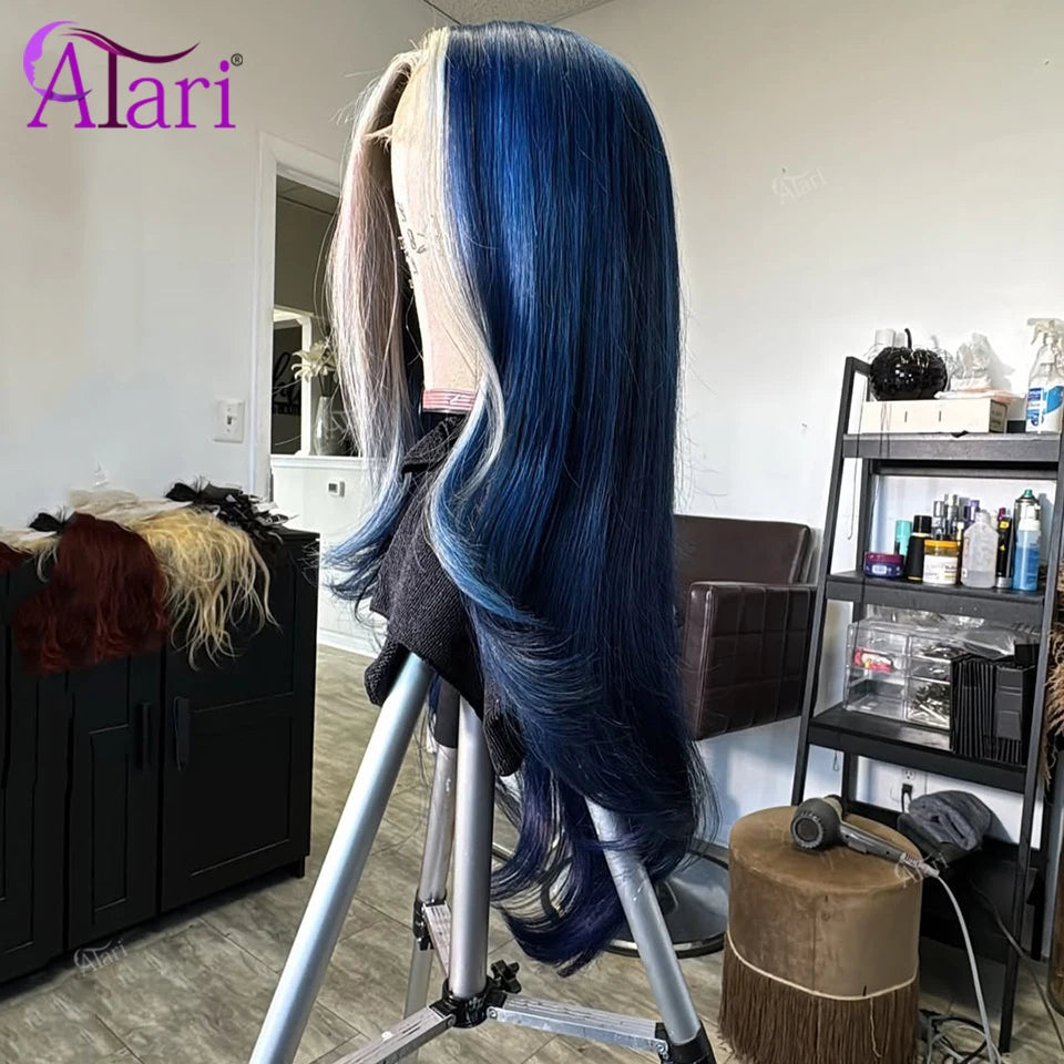 Blue Highlight Body Wave Human Hair Wig
