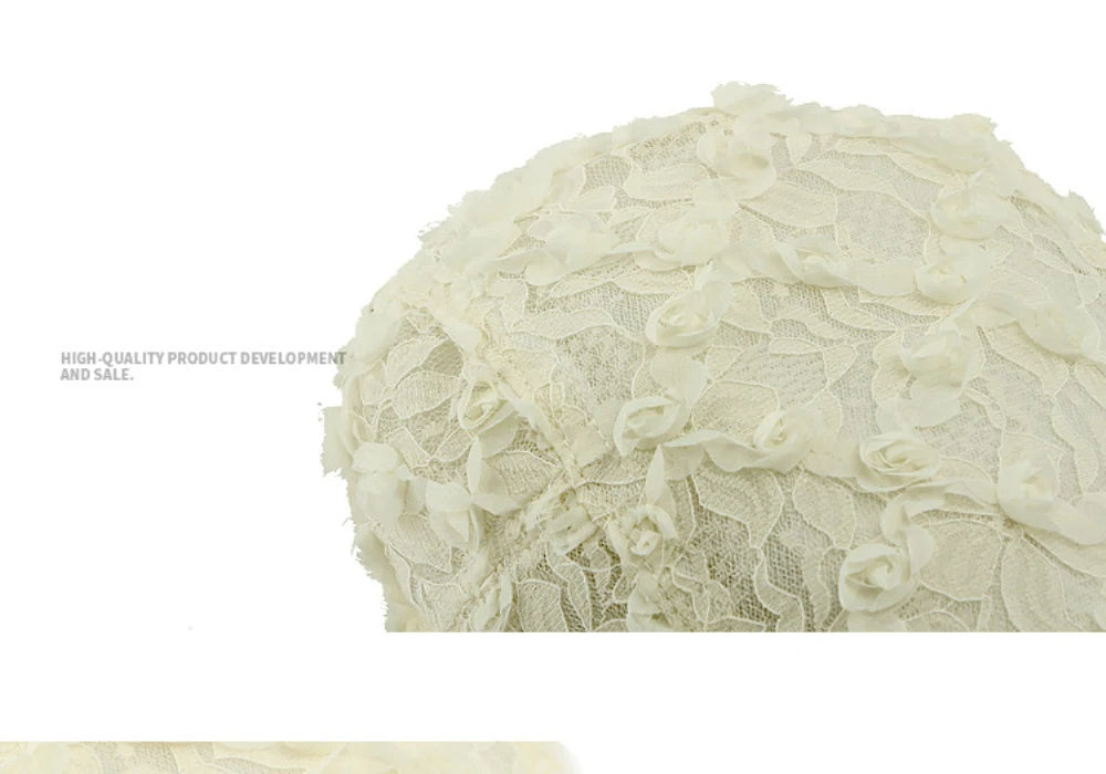 Spring Summer Floral Lace Mesh Beret Hat for Women