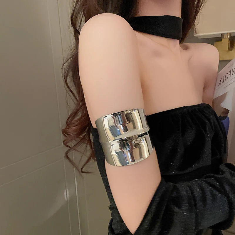Layered Geometric Metal Cuff Bracelet