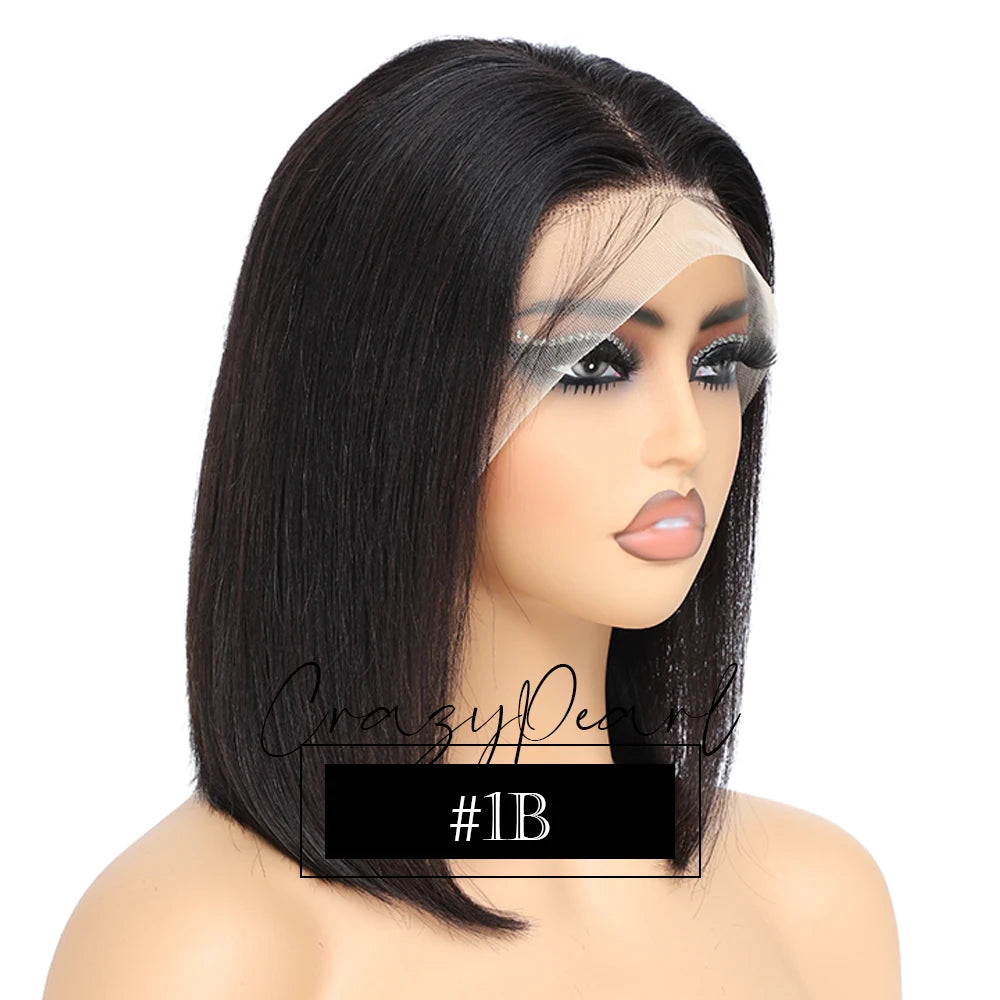 Short Transparent Lace Human Hair Bob Wig for Women