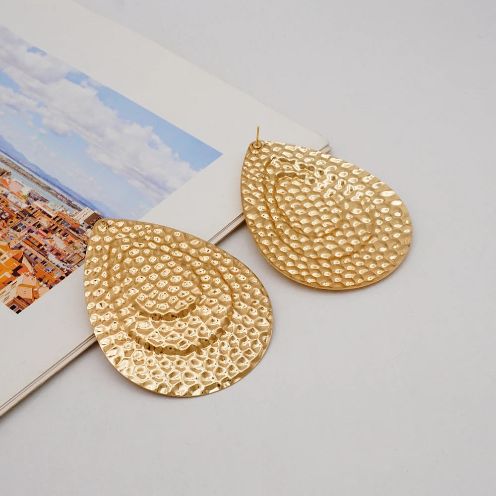 Fashion Jewelry Big Gold Color Round Geometric Earrings Dangle Drop Earrings For Women African Wedding Party Gifts