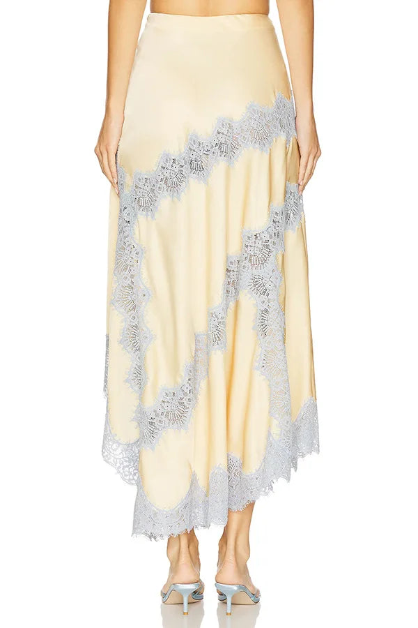 See-Through Lace Patchwork Two Piece Set for Women