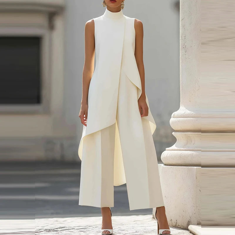 Solid Color Irregular Summer Two Piece Set for Women