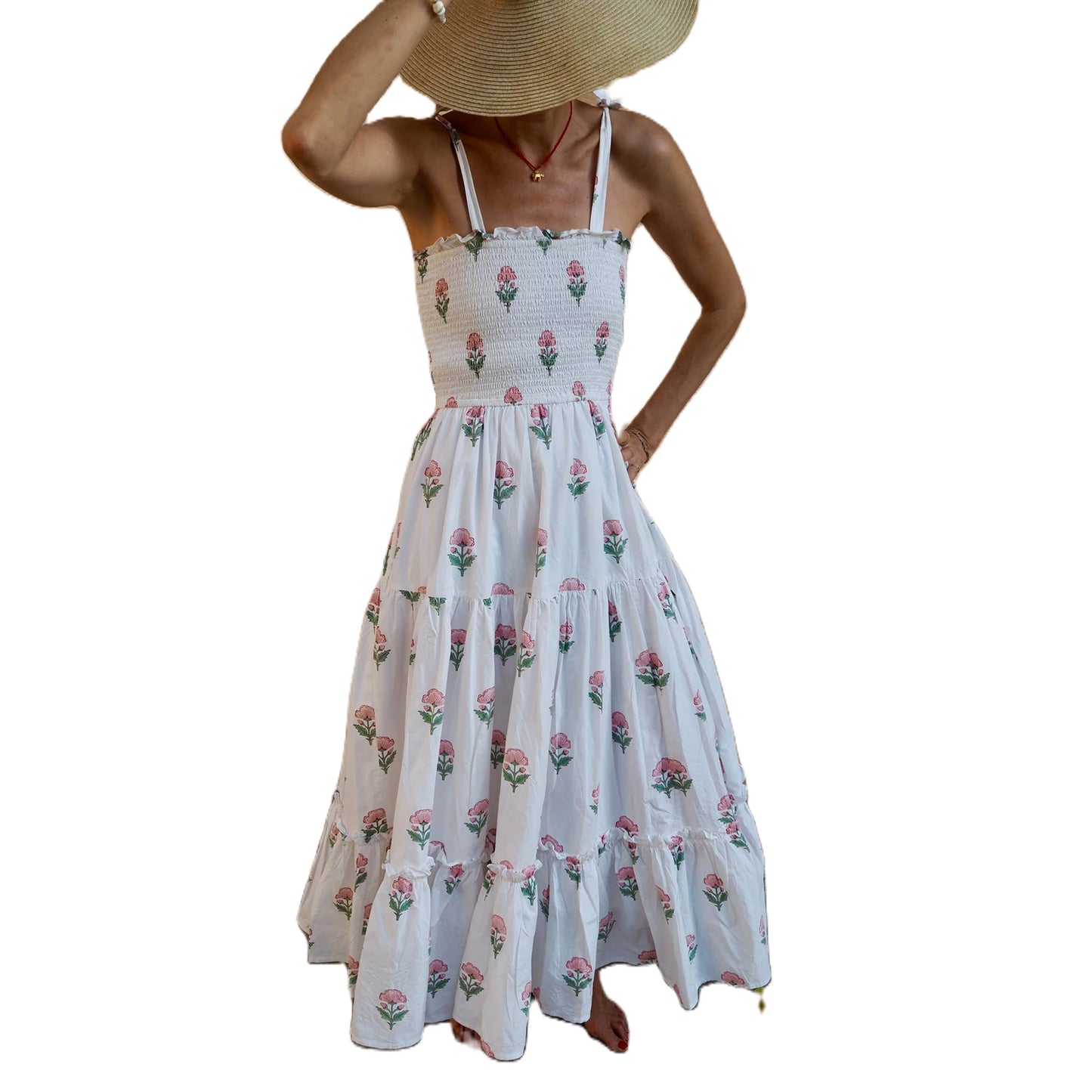 Women'S Sleeveless Printed Lace Up Dress Casual Summer Printed Lace Up A-Line Party Dress Suitable For Holiday Beach Street Wear