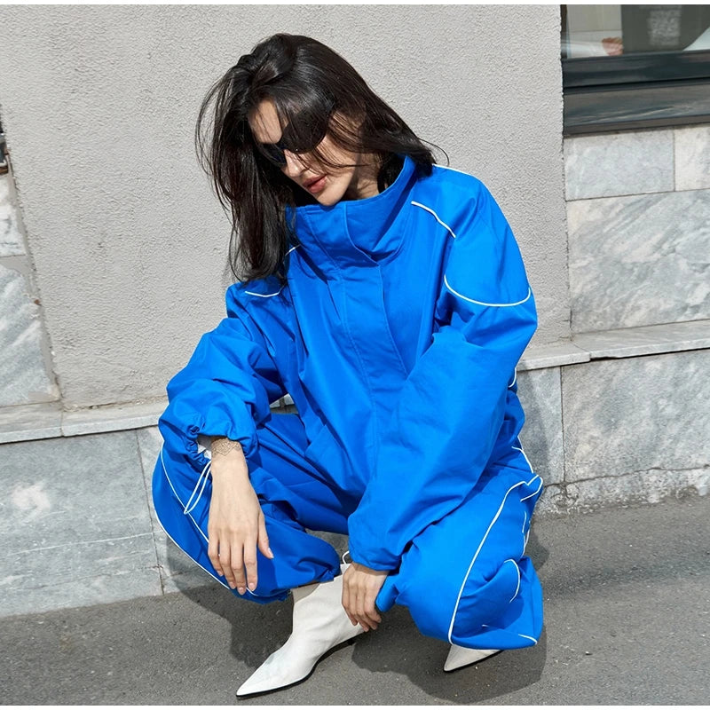Elegant Loose Zip Up Casual Two Piece Set for Women