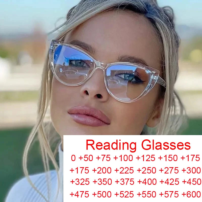 Stylish Transparent Cat Eye Reading Glasses for Women