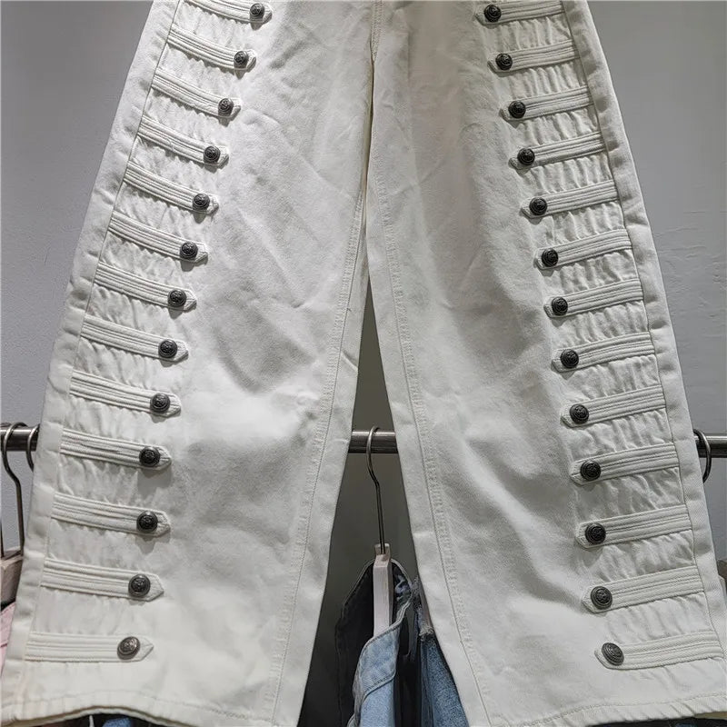 Classic Double Breasted Denim Two Piece Set For Women