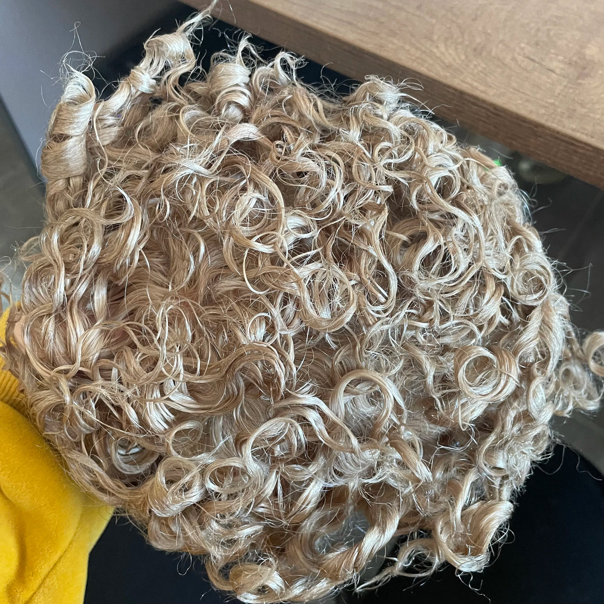 Curly Blonde Lace Front Human Hair Toupee for Women