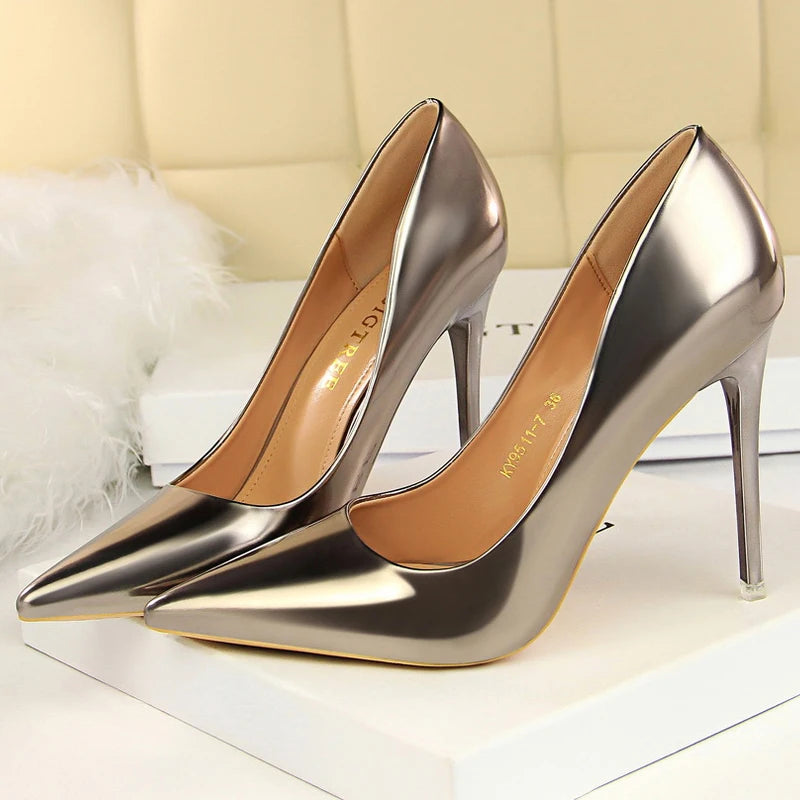 Classic Patent Leather Stiletto High Heel Pumps for Women