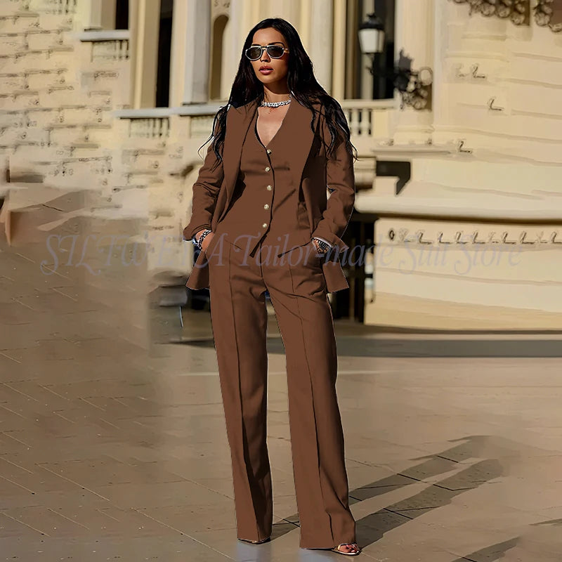 Sophisticated Slim Fit Three Piece Blazer Set For Women