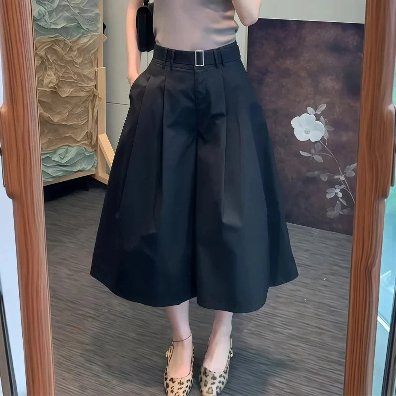 High Waist Pleated Loose Flowy Skirt Pants for Women