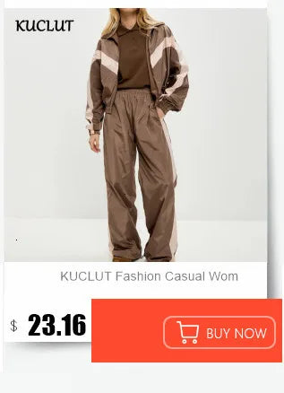 KUCLUT Fashion Sports Suit Long Sleeve Zipper Cardigan Hooded Sweatshirt Drawstring Elastic Trousers Two-piece Set Female 1A717