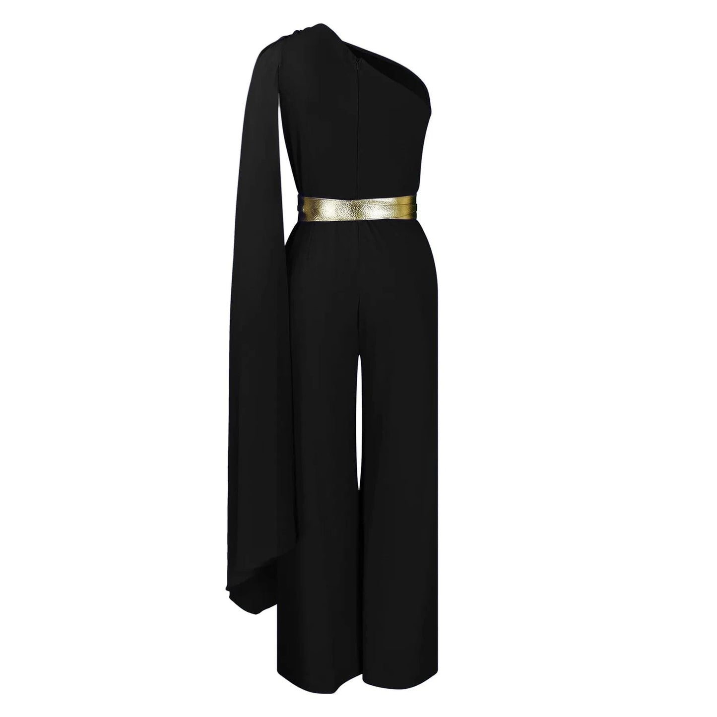 Elegant Jumpsuits & Rompers for Woman One Shoulder Flying Sleeve High Waisted Luxury Birthday Party Dinner Outfits Overalls 2024