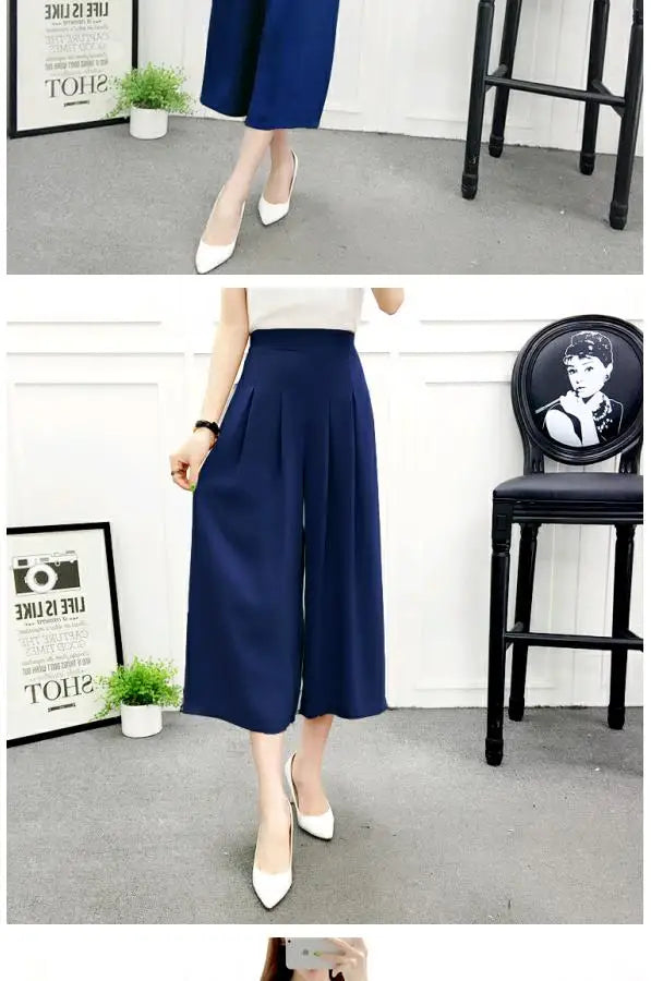 High Waist Pleated Wide Leg Cotton Linen Pants For Women