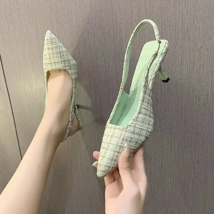 Elegant Blue Pointed Toe Slingback Pumps for Women
