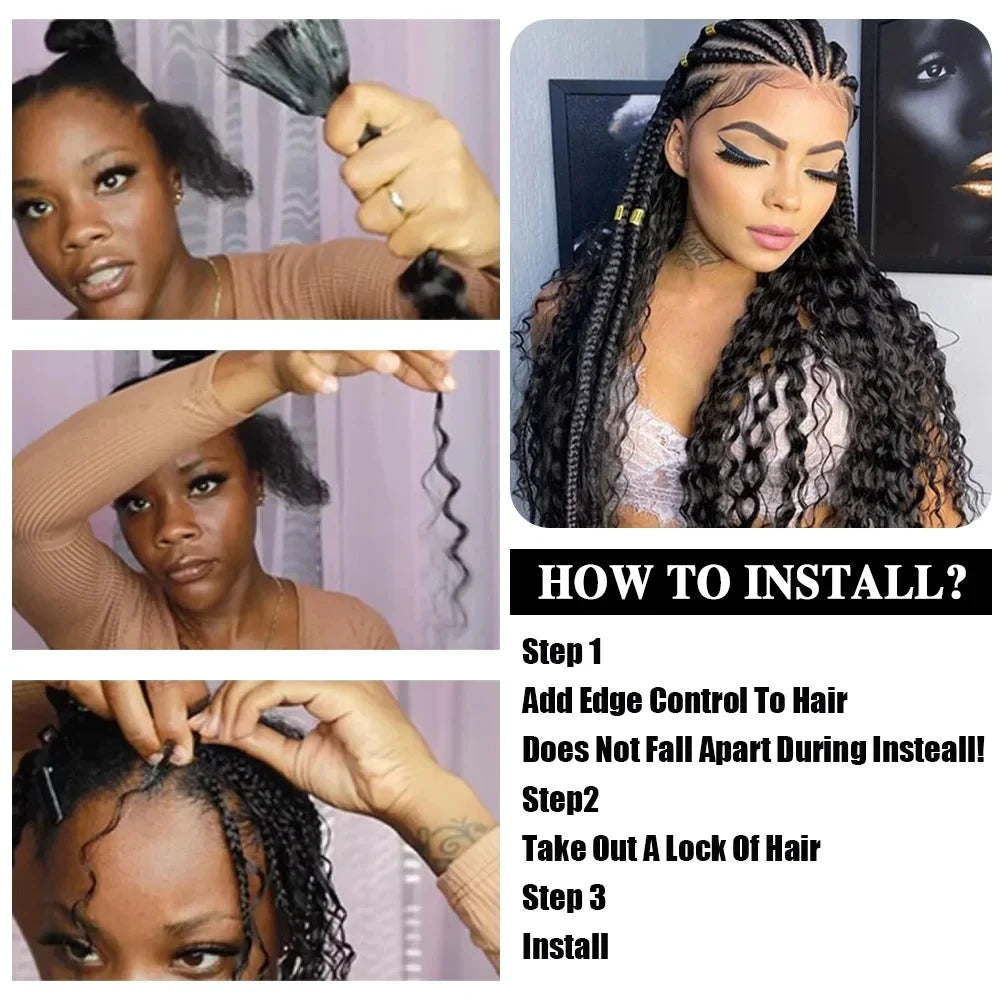 Ombre Deep Wave Human Hair Braiding Extensions for Women