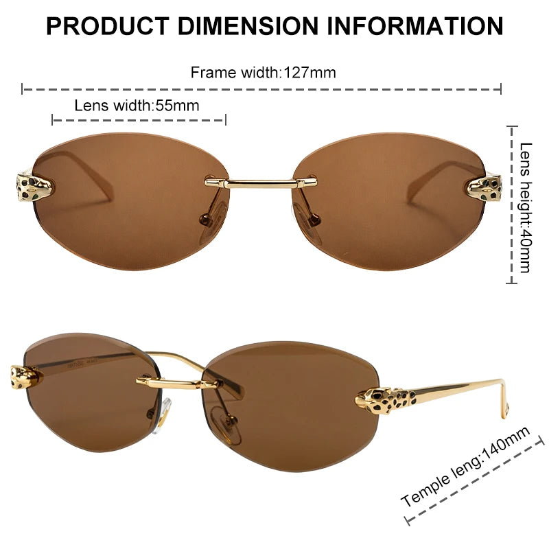 Gold Rimless Hexagon Sunglasses