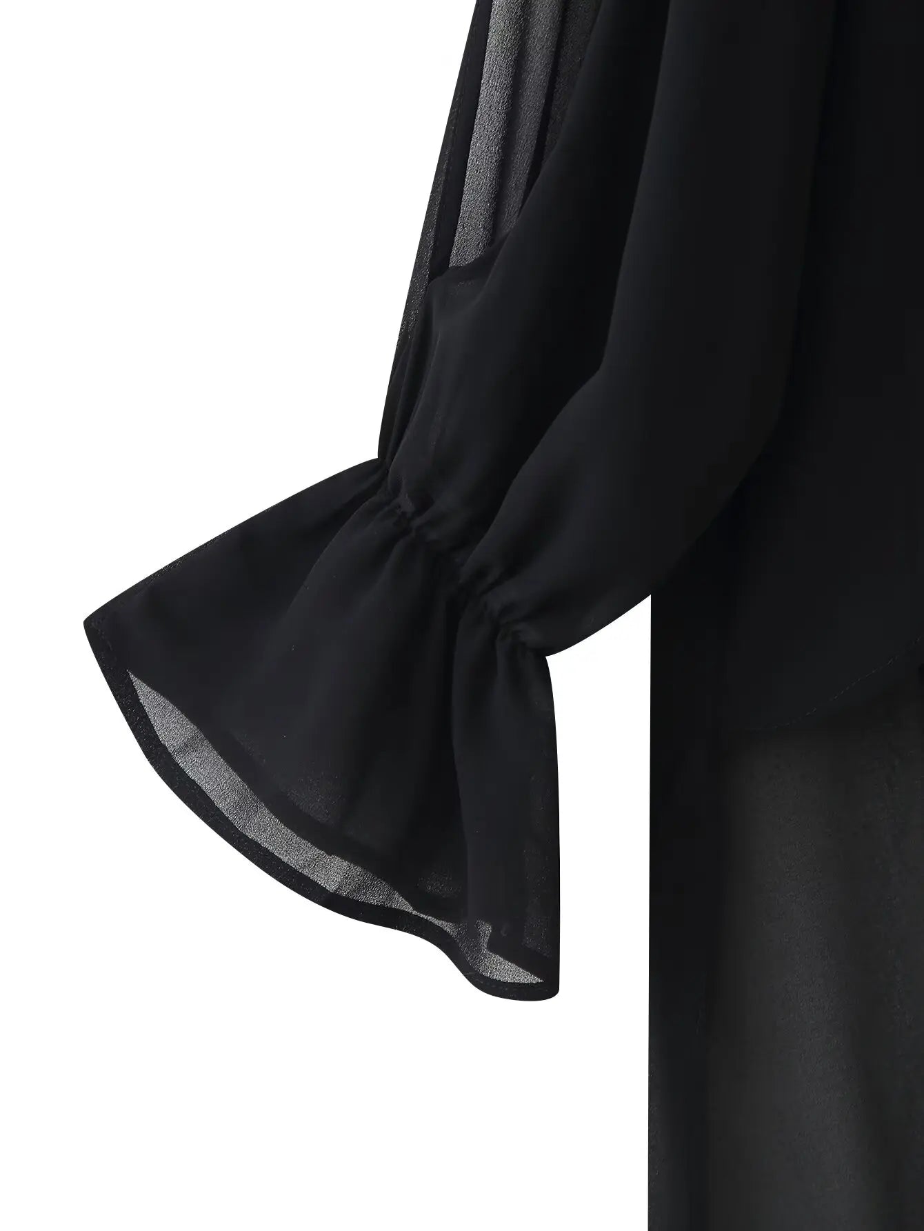 Vintage Chiffon Tiered Ruffle Sleeve Blouse with High Neck for Women