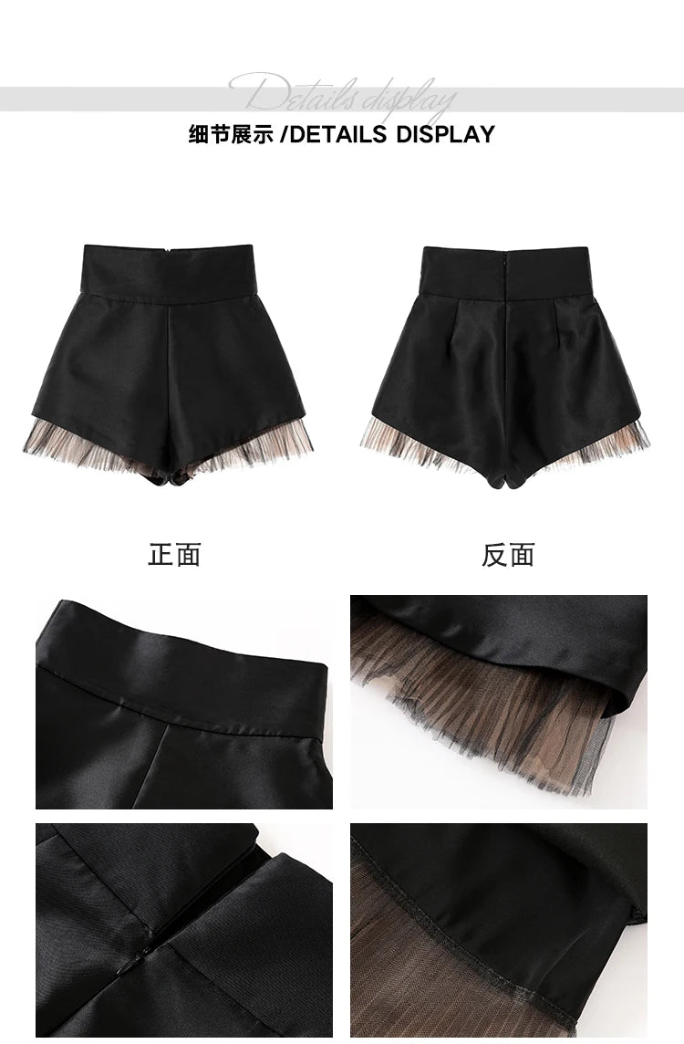 Fashion High-waisted Fluffy Pants 2025 Spring and Summer New Satin Casual Loose Wide-leg Suit Shorts Women's Versatile Shorts