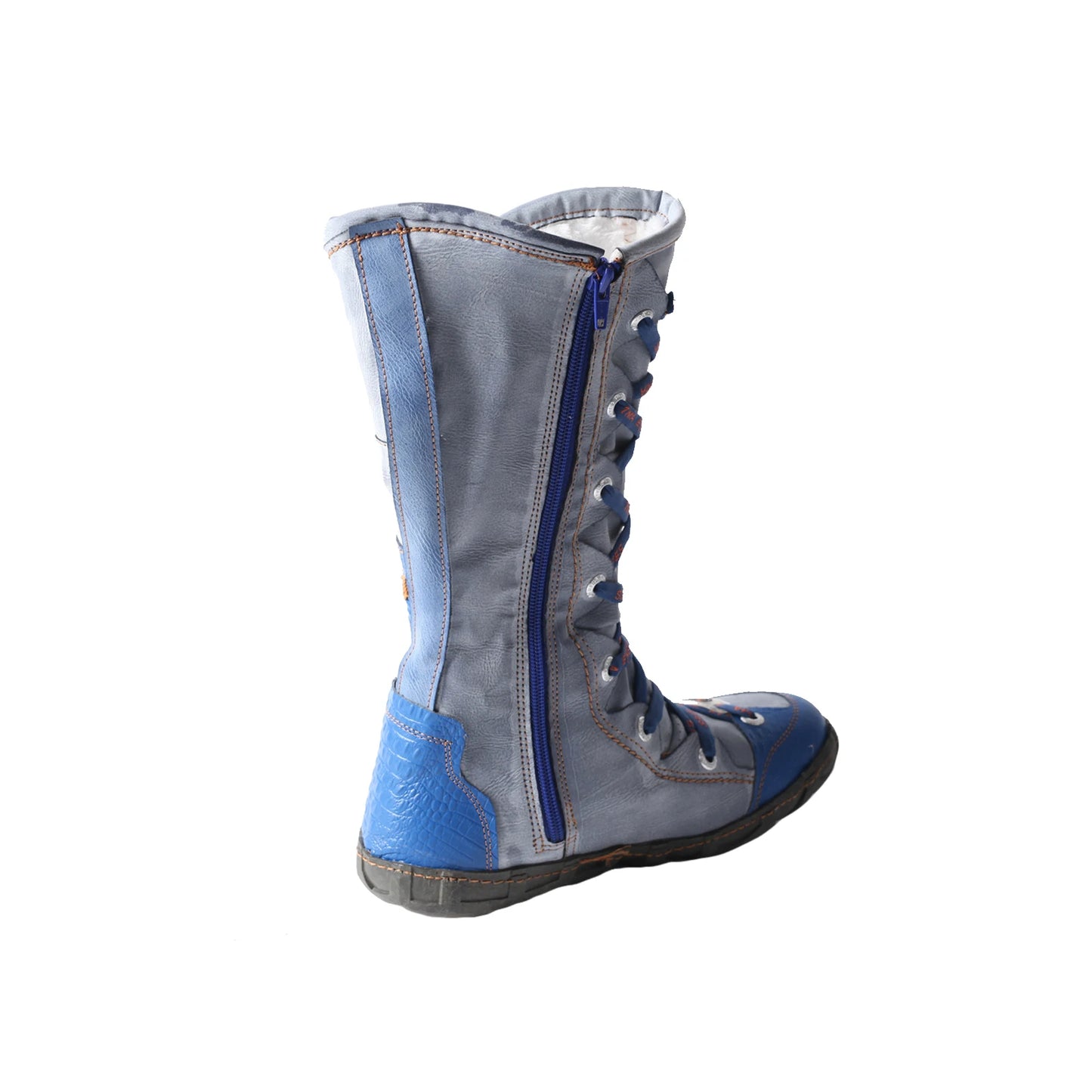 Contrast Stitch Leather Zipper Boot