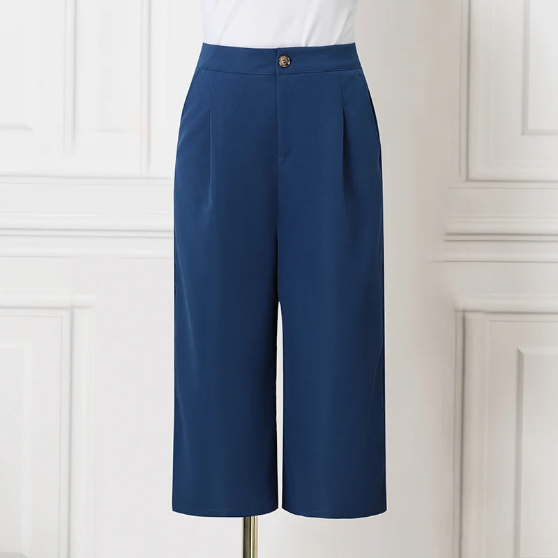 ZANZEA Women Straight Long Pants Korean High Waist Pantalons Casual Loose Wide Leg Cropped Trousers 2024 Summer Holiday Bottoms
