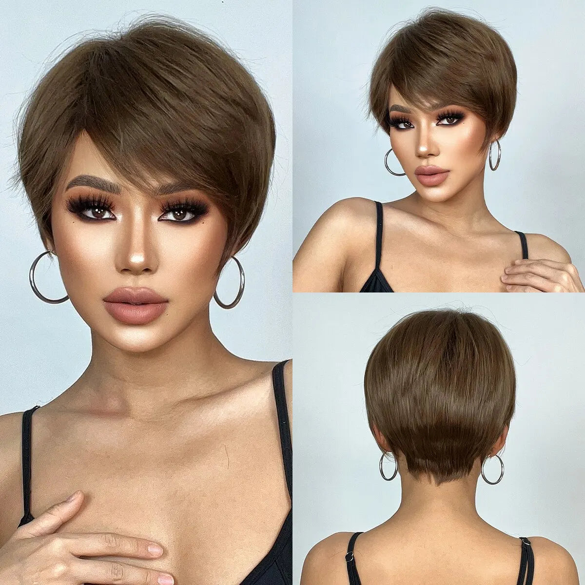 Natural Black Heat Resistant Pixie Cut Wig for Women