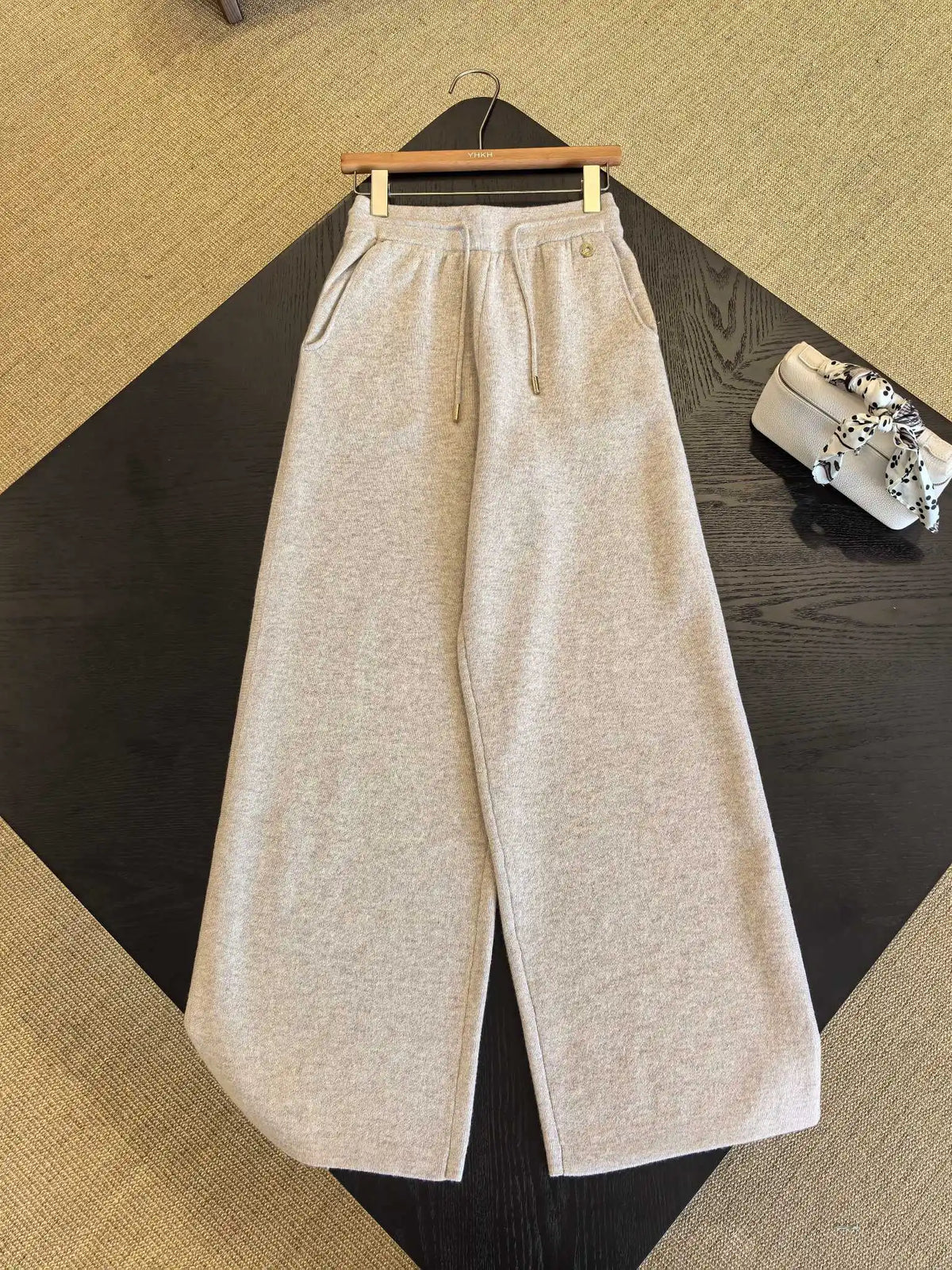 Hooded Knit Two Piece Set With Elastic Waist Pants For Women