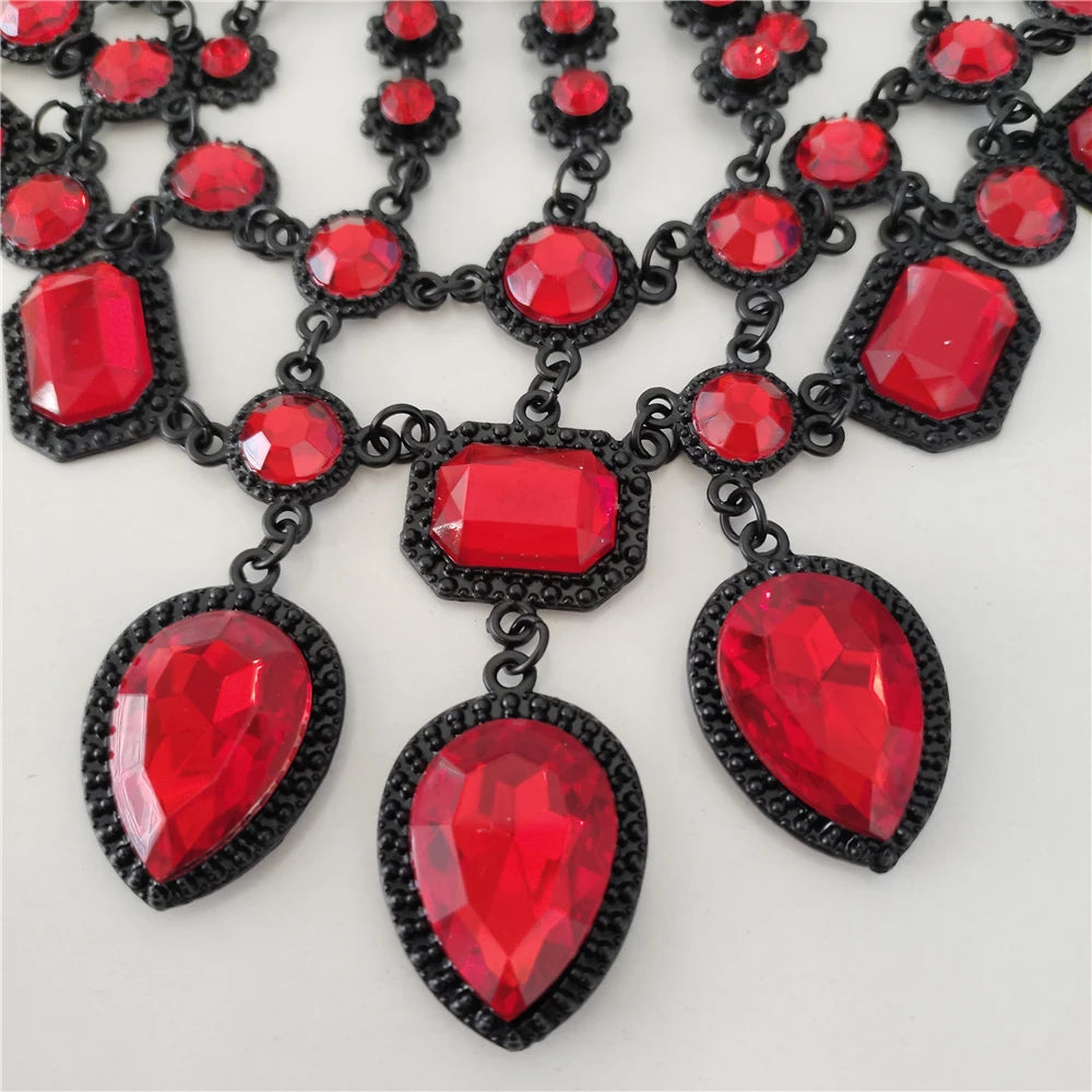 Black And Red Water Drop Tassel Choker Necklace for Women
