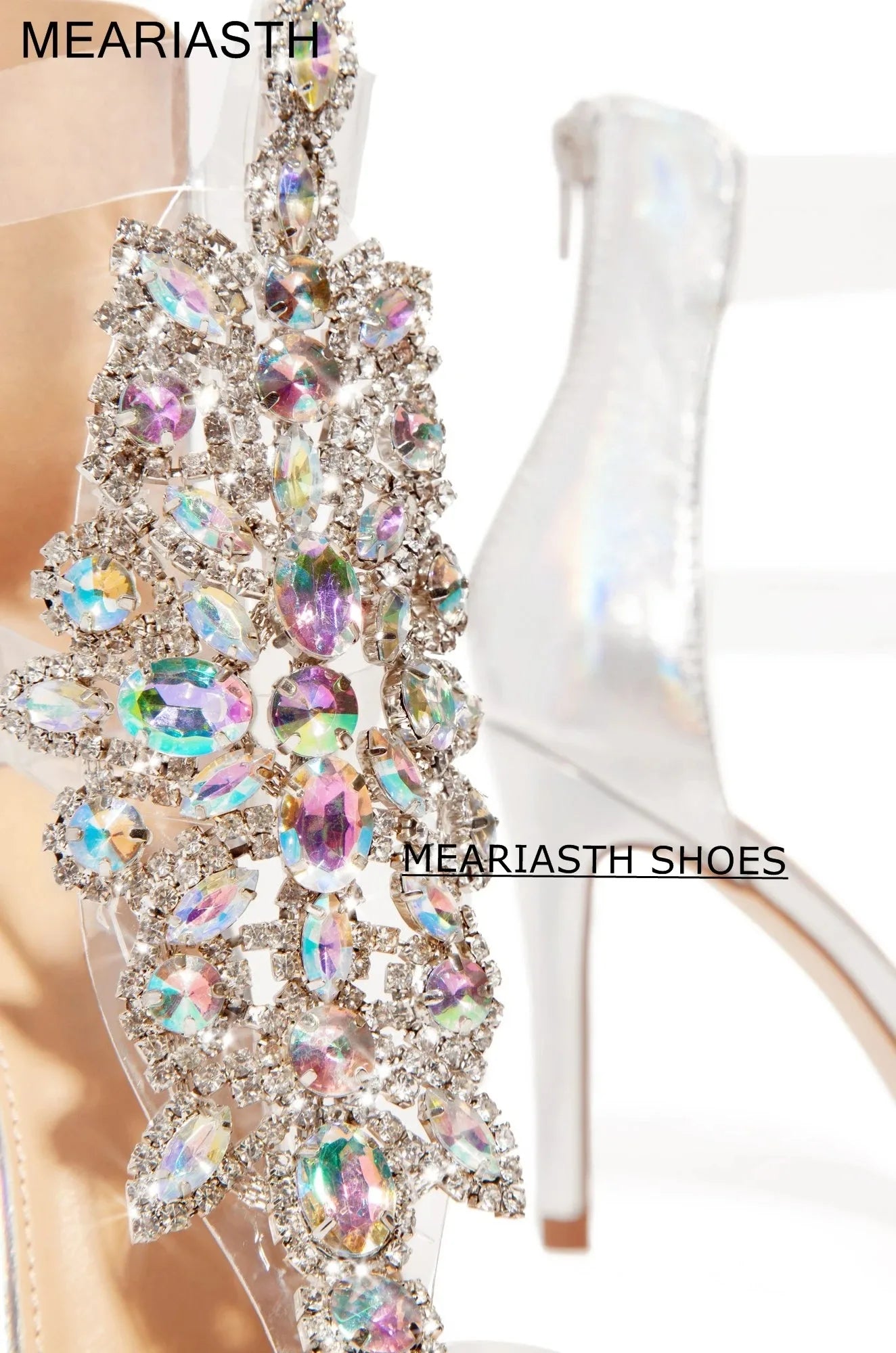Elegant Crystal Strap Suede Stiletto Sandals for Women
